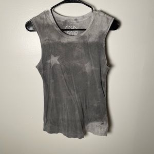 Chaser brand muscle tee. Gray washed with star details. Size small